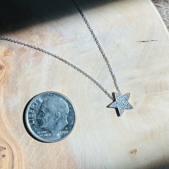 Estella Bartlett 14kt White Gold Diamond Star Pave 16in Necklace Pendant - Picture 2 of 10